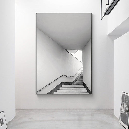 Vivolux | Leinwand-texturiertes Wanddekor im Vintage-Stil Treppenaufgang Gemälde, mehrere Größenoptionen