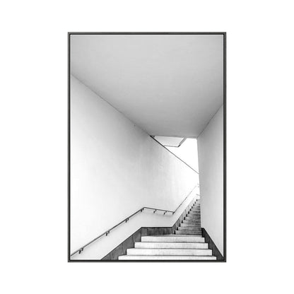 Vivolux | Leinwand-texturiertes Wanddekor im Vintage-Stil Treppenaufgang Gemälde, mehrere Größenoptionen