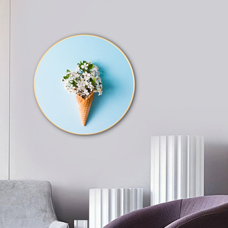 Vivolux | Blaue nordische Stil Malerei Botanische Leinwand für das Bad, in mehreren Größen erhältlich