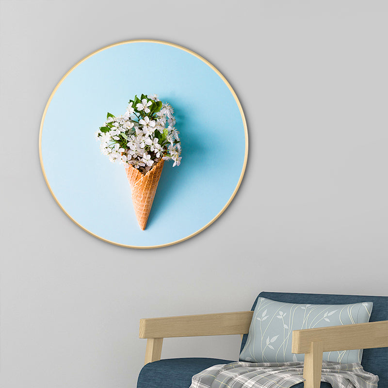 Vivolux | Blaue nordische Stil Malerei Botanische Leinwand für das Bad, in mehreren Größen erhältlich