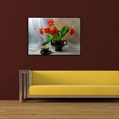 Vivolux | Leinwand Pastellfarbige Kunstdruck Impressionismus Stil Blumenmalerei, Mehrere Größen