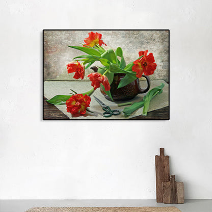 Vivolux | Leinwand Pastellfarbige Kunstdruck Impressionismus Stil Blumenmalerei, Mehrere Größen