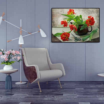Vivolux | Leinwand Pastellfarbige Kunstdruck Impressionismus Stil Blumenmalerei, Mehrere Größen