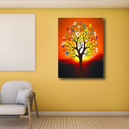 Vivolux | Zeitgenössische Kunst Blumenbaum Leinwand Pastellfarbe Texturiertes Gemälde für das Wohnzimmer