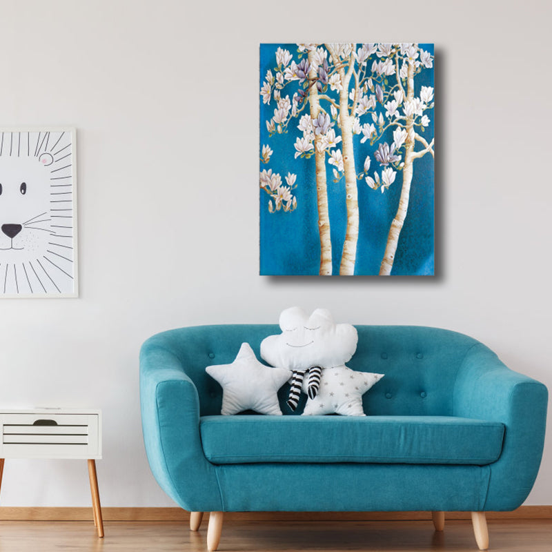 Vivolux | Zeitgenössische Kunst Blumenbaum Leinwand Pastellfarbe Texturiertes Gemälde für das Wohnzimmer