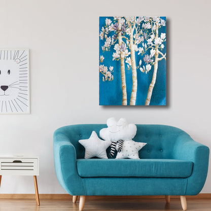 Vivolux | Zeitgenössische Kunst Blumenbaum Leinwand Pastellfarbe Texturiertes Gemälde für das Wohnzimmer