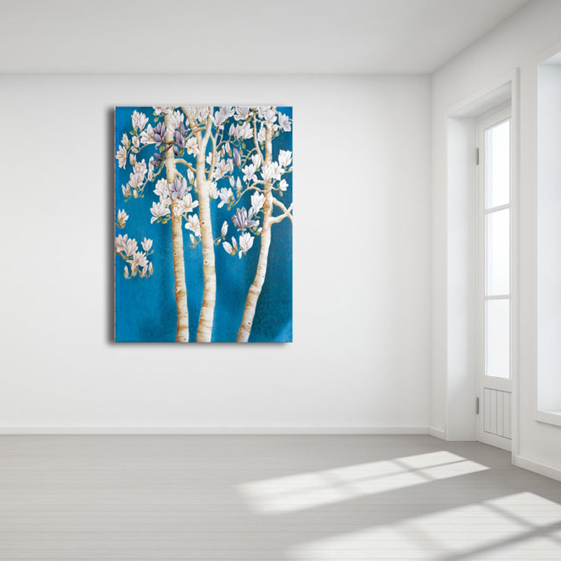 Vivolux | Zeitgenössische Kunst Blumenbaum Leinwand Pastellfarbe Texturiertes Gemälde für das Wohnzimmer