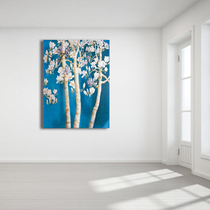 Vivolux | Zeitgenössische Kunst Blumenbaum Leinwand Pastellfarbe Texturiertes Gemälde für das Wohnzimmer