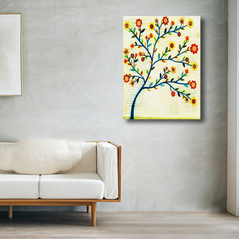 Vivolux | Zeitgenössische Kunst Blumenbaum Leinwand Pastellfarbe Texturiertes Gemälde für das Wohnzimmer