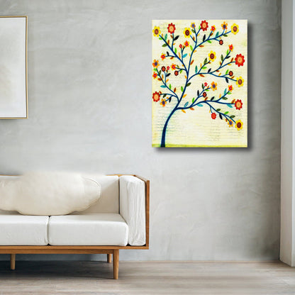 Vivolux | Zeitgenössische Kunst Blumenbaum Leinwand Pastellfarbe Texturiertes Gemälde für das Wohnzimmer