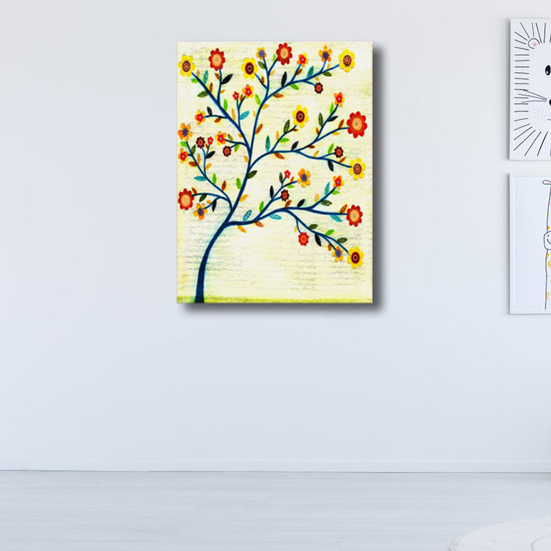 Vivolux | Zeitgenössische Kunst Blumenbaum Leinwand Pastellfarbe Texturiertes Gemälde für das Wohnzimmer