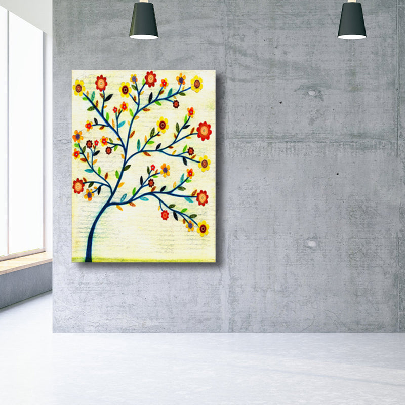 Vivolux | Zeitgenössische Kunst Blumenbaum Leinwand Pastellfarbe Texturiertes Gemälde für das Wohnzimmer