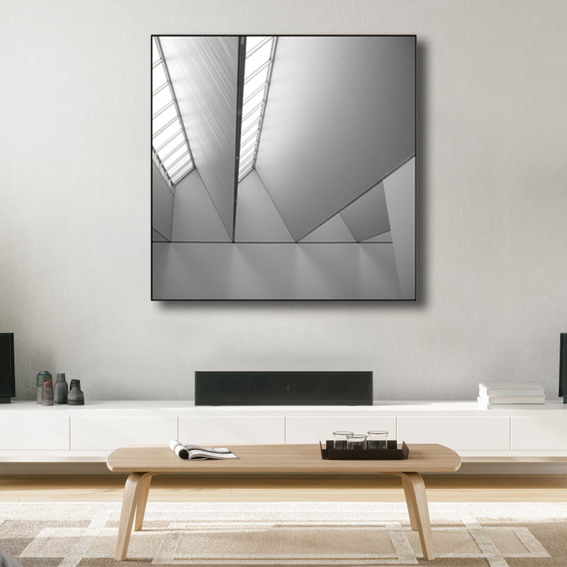 Vivolux | Geometrische Canvas Wandkunst Minimalistische Ästhetik Architektur Wanddekoration in Weiß für Zuhause