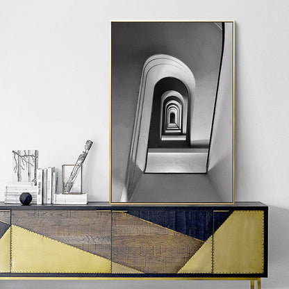 Vivolux | Vintage Stil Leinwanddruck Grau 3D Lange Galerie Malerei, Mehrere Größenoptionen