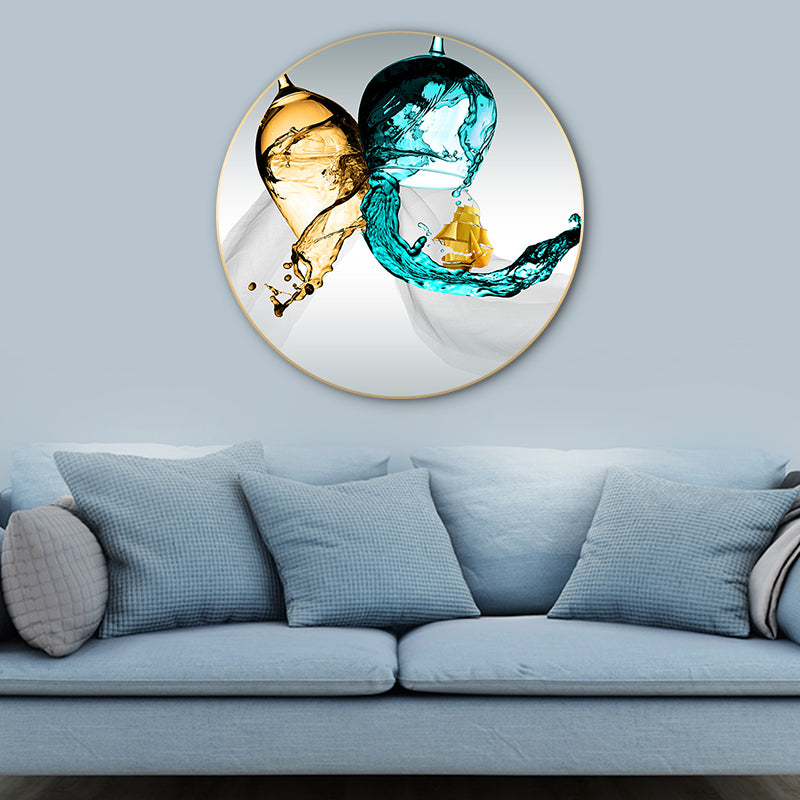 Vivolux | Weinglas Leinwand Wandkunst für das Wohnzimmer in Pastellfarbe, mehrere Größen verfügbar