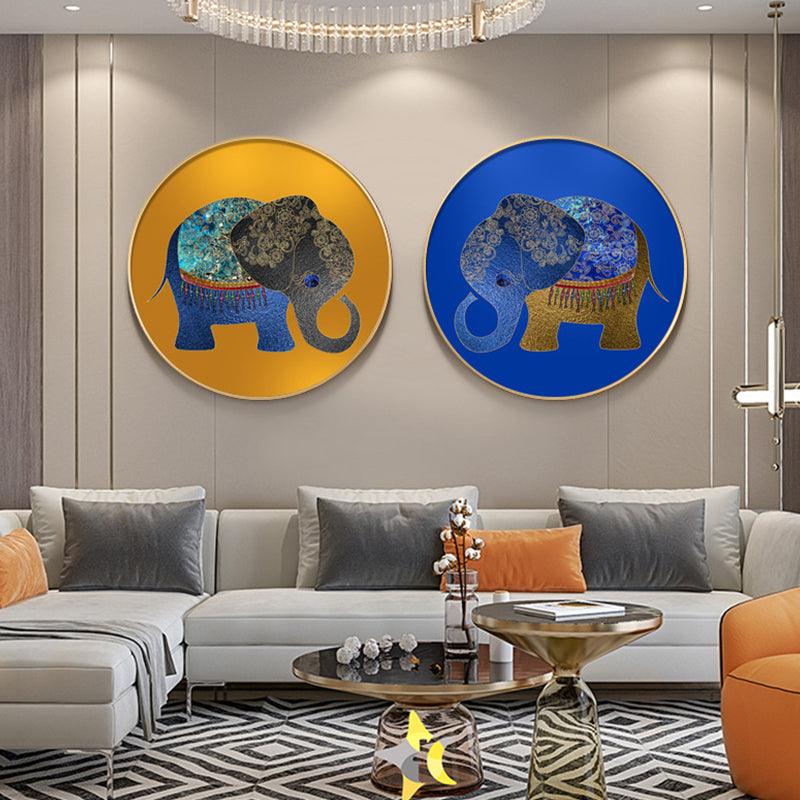 Vivolux | Elefant Wandkunst Dekor Texturiert Asiatischer Stil für Esszimmer Eingewickelte Leinwand