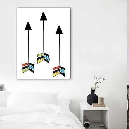 Vivolux | Aufrechte Pfeil Druck Malerei Nordic Stil Texturiertes Leinwand Wandkunst für Esszimmer