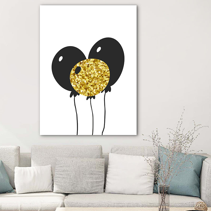 Vivolux | Texturiertes Ballonleinwand Skandinavisches Wandkunst-Druck in Schwarz für Kinderzimmer, Mehrere Größen