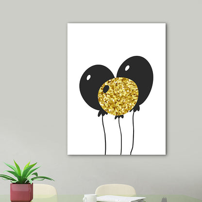 Vivolux | Texturiertes Ballonleinwand Skandinavisches Wandkunst-Druck in Schwarz für Kinderzimmer, Mehrere Größen