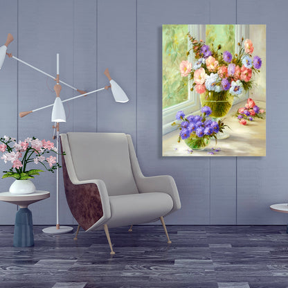 Vivolux | Blumenmuster Wanddekoration Impressionismus Stil Leinwand Texturierte Kunstdruck in Sanften Farben