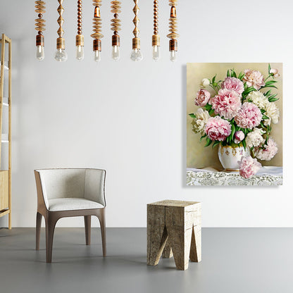 Vivolux | Blumenmuster Wanddekoration Impressionismus Stil Leinwand Texturierte Kunstdruck in Sanften Farben