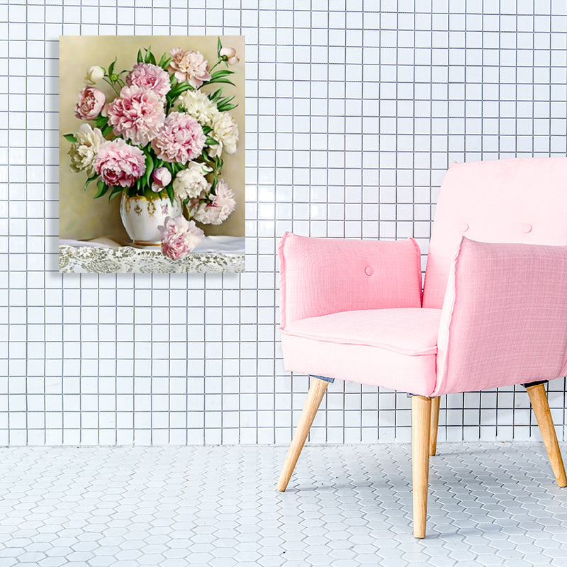 Vivolux | Blumenmuster Wanddekoration Impressionismus Stil Leinwand Texturierte Kunstdruck in Sanften Farben