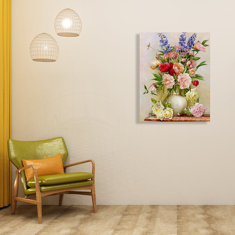 Vivolux | Blumenmuster Wanddekoration Impressionismus Stil Leinwand Texturierte Kunstdruck in Sanften Farben