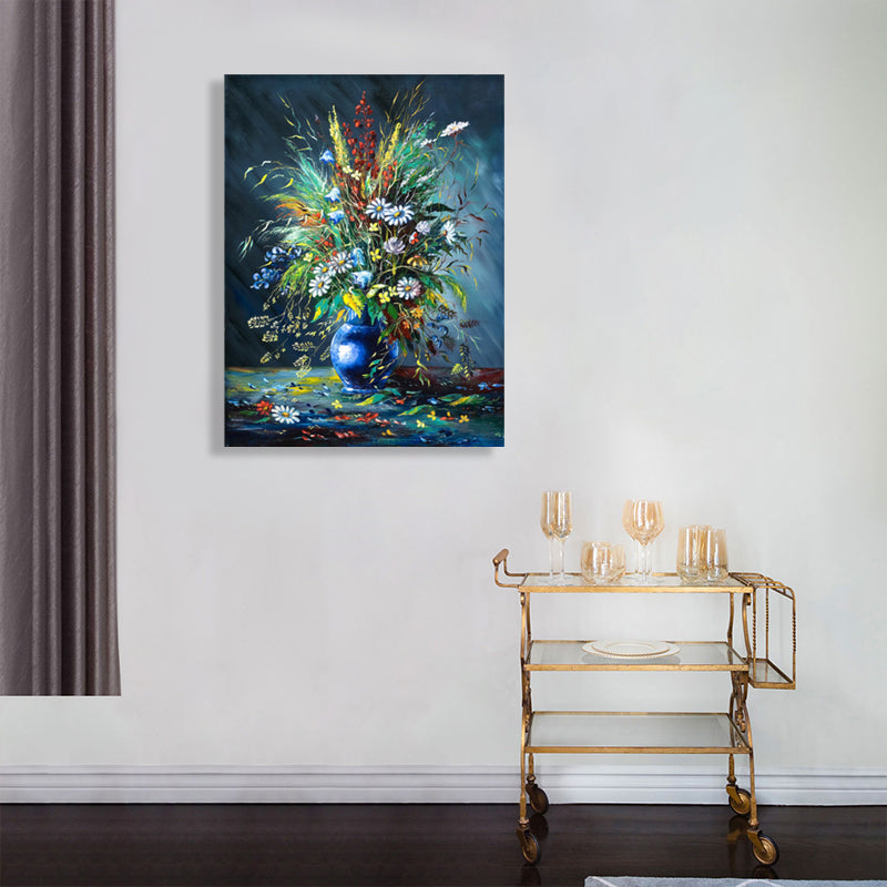 Vivolux | Blumenmuster Wanddekoration Impressionismus Stil Leinwand Texturierte Kunstdruck in Sanften Farben