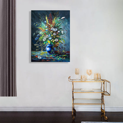 Vivolux | Blumenmuster Wanddekoration Impressionismus Stil Leinwand Texturierte Kunstdruck in Sanften Farben