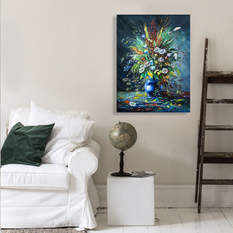 Vivolux | Blumenmuster Wanddekoration Impressionismus Stil Leinwand Texturierte Kunstdruck in Sanften Farben