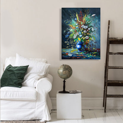 Vivolux | Blumenmuster Wanddekoration Impressionismus Stil Leinwand Texturierte Kunstdruck in Sanften Farben