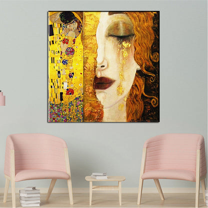 Vivolux | Art Nouveau Fantasie Figuren Malerei Leinwand Texturiert Braun Wanddekoration für Gästezimmer