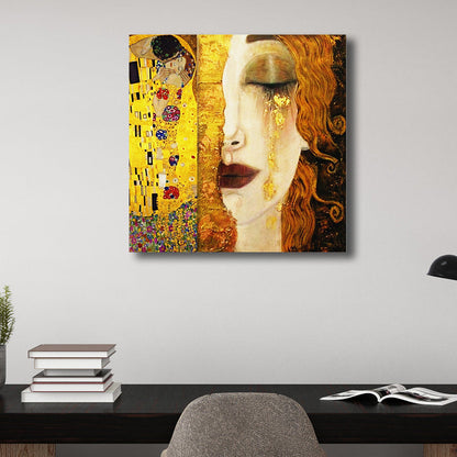 Vivolux | Art Nouveau Fantasie Figuren Malerei Leinwand Texturiert Braun Wanddekoration für Gästezimmer