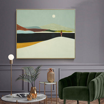 Vivolux | Abstrakte Bergzeichnung Leinwanddruck Minimalistische Texturierte Wandkunst im Familienzimmer