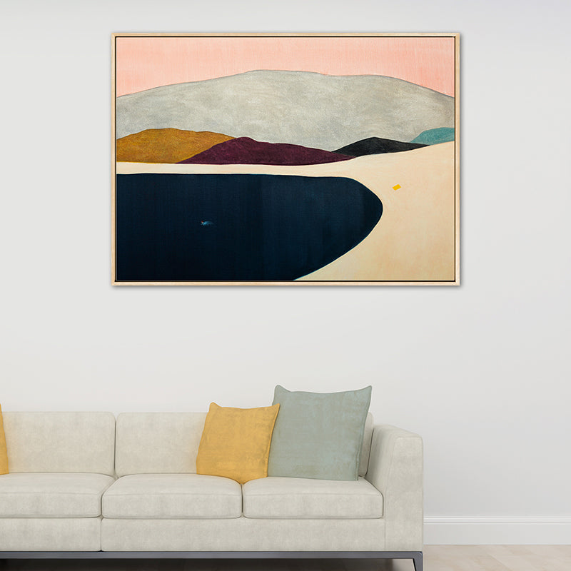 Vivolux | Abstrakte Bergzeichnung Leinwanddruck Minimalistische Texturierte Wandkunst im Familienzimmer