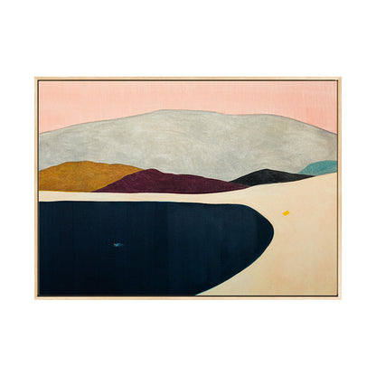 Vivolux | Abstrakte Bergzeichnung Leinwanddruck Minimalistische Texturierte Wandkunst im Familienzimmer