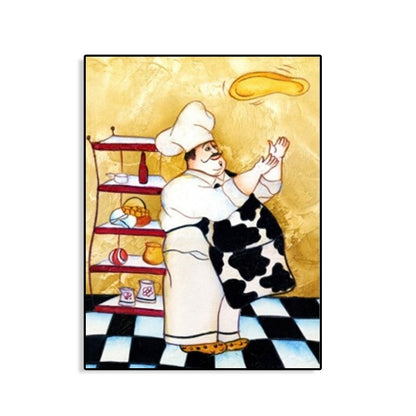 Vivolux | Chef und Foods Leinwand Wandkunst Sanfte Farben Abstrakter Expressionismus Malerei für das Wohnzimmer