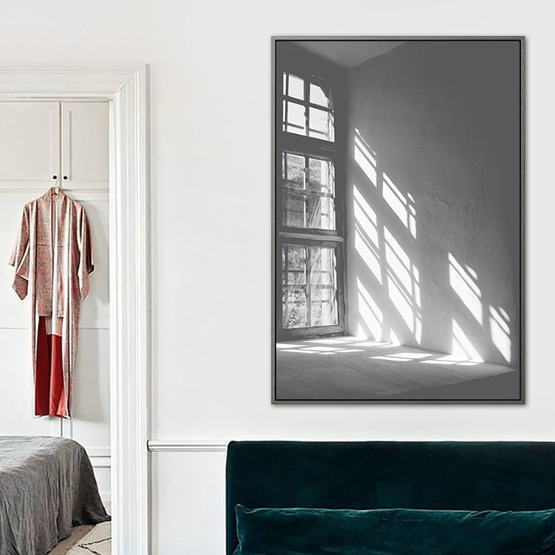 Vivolux | Graues Sonnenlicht Schatten Leinwanddruck Stillleben Minimalistische Textur Wandkunst für Raum