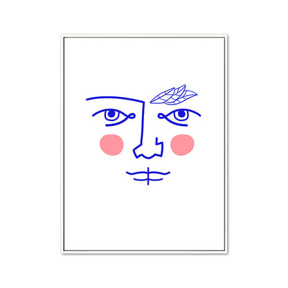 Vivolux | Gesichts-Linienzeichnung Wandkunst Dekor Texturiertes Nordic Esszimmer Leinwand in sanften Farben