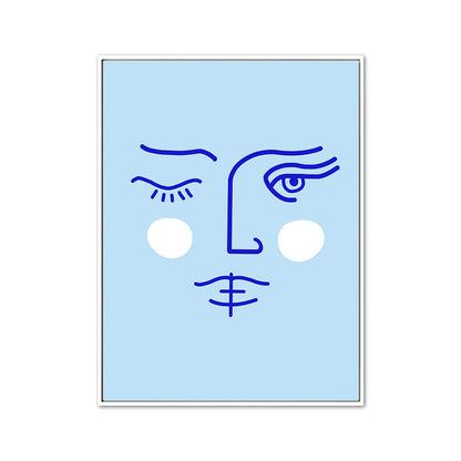 Vivolux | Gesichts-Linienzeichnung Wandkunst Dekor Texturiertes Nordic Esszimmer Leinwand in sanften Farben