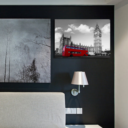Vivolux | Global Inspired Big Ben Leinwand Rot und Grau Strukturiertes Wandkunst Druck für Wohnzimmer