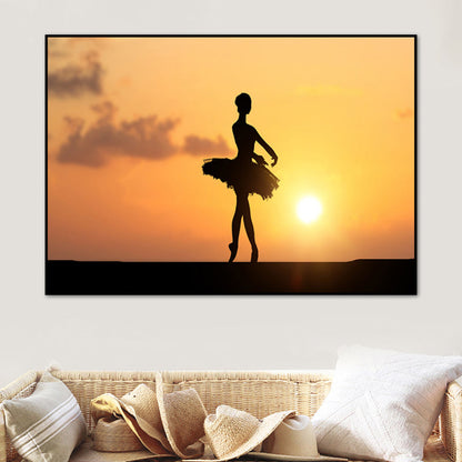 Vivolux | Schönes Foto Sonnenuntergang Ballerina Leinwand Wandkunst für das Mädchenzimmer, Pastellfarbe