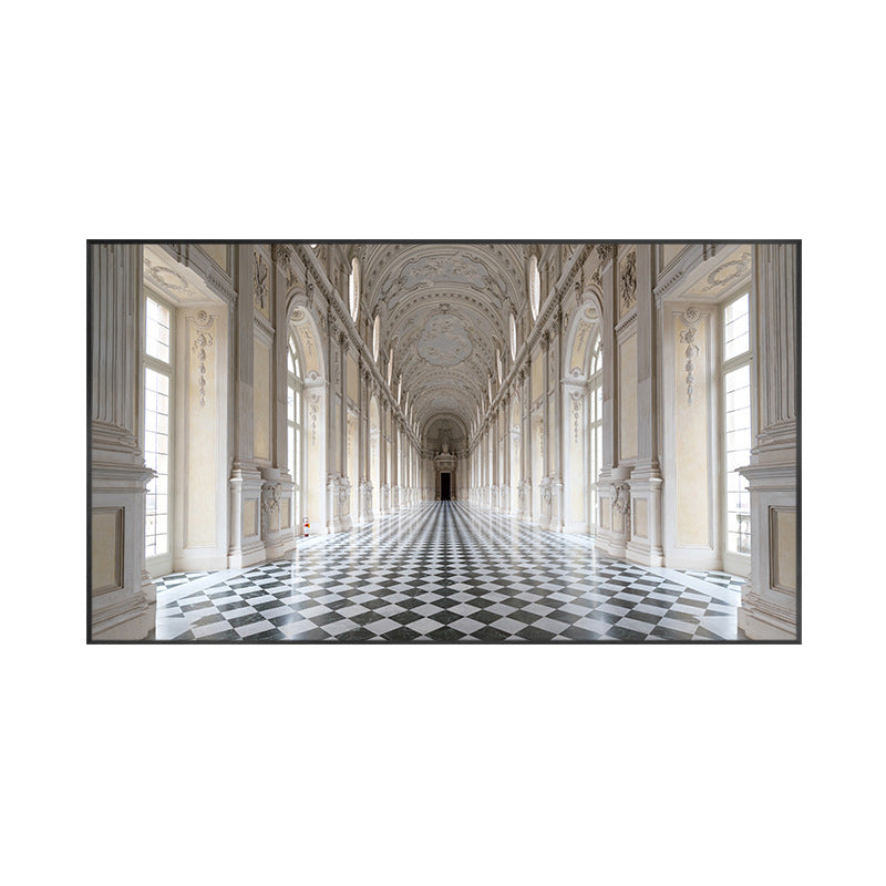 Vivolux | Grand Hall Gebäude Ansicht Malerei Braun Zeitgenössische Wandkunst Druck für Esszimmer