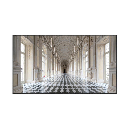 Vivolux | Grand Hall Gebäude Ansicht Malerei Braun Zeitgenössische Wandkunst Druck für Esszimmer