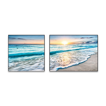 Vivolux | Sonnenuntergang Meer Landschaft Leinwand Kunst Tropische Mehrteilig Wanddeko in Pastellfarbe für Zuhause