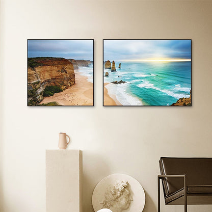 Vivolux | Sonnenuntergang Meer Landschaft Leinwand Kunst Tropische Mehrteilig Wanddeko in Pastellfarbe für Zuhause