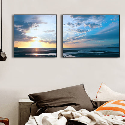 Vivolux | Sonnenuntergang Meer Landschaft Leinwand Kunst Tropische Mehrteilig Wanddeko in Pastellfarbe für Zuhause