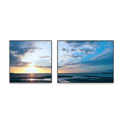 Vivolux | Sonnenuntergang Meer Landschaft Leinwand Kunst Tropische Mehrteilig Wanddeko in Pastellfarbe für Zuhause