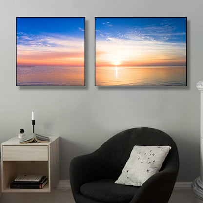 Vivolux | Sonnenuntergang Meer Landschaft Leinwand Kunst Tropische Mehrteilig Wanddeko in Pastellfarbe für Zuhause