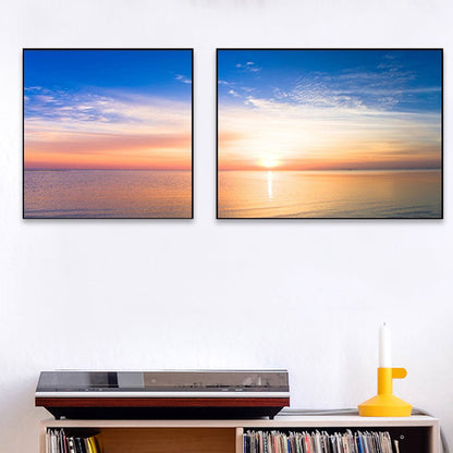 Vivolux | Sonnenuntergang Meer Landschaft Leinwand Kunst Tropische Mehrteilig Wanddeko in Pastellfarbe für Zuhause